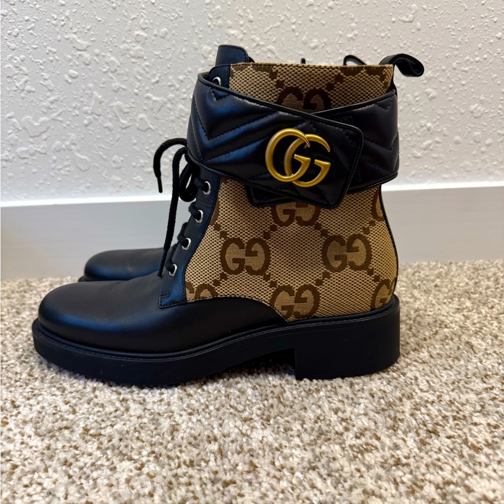 Gucci Women's Black and Brown Ankle Boots